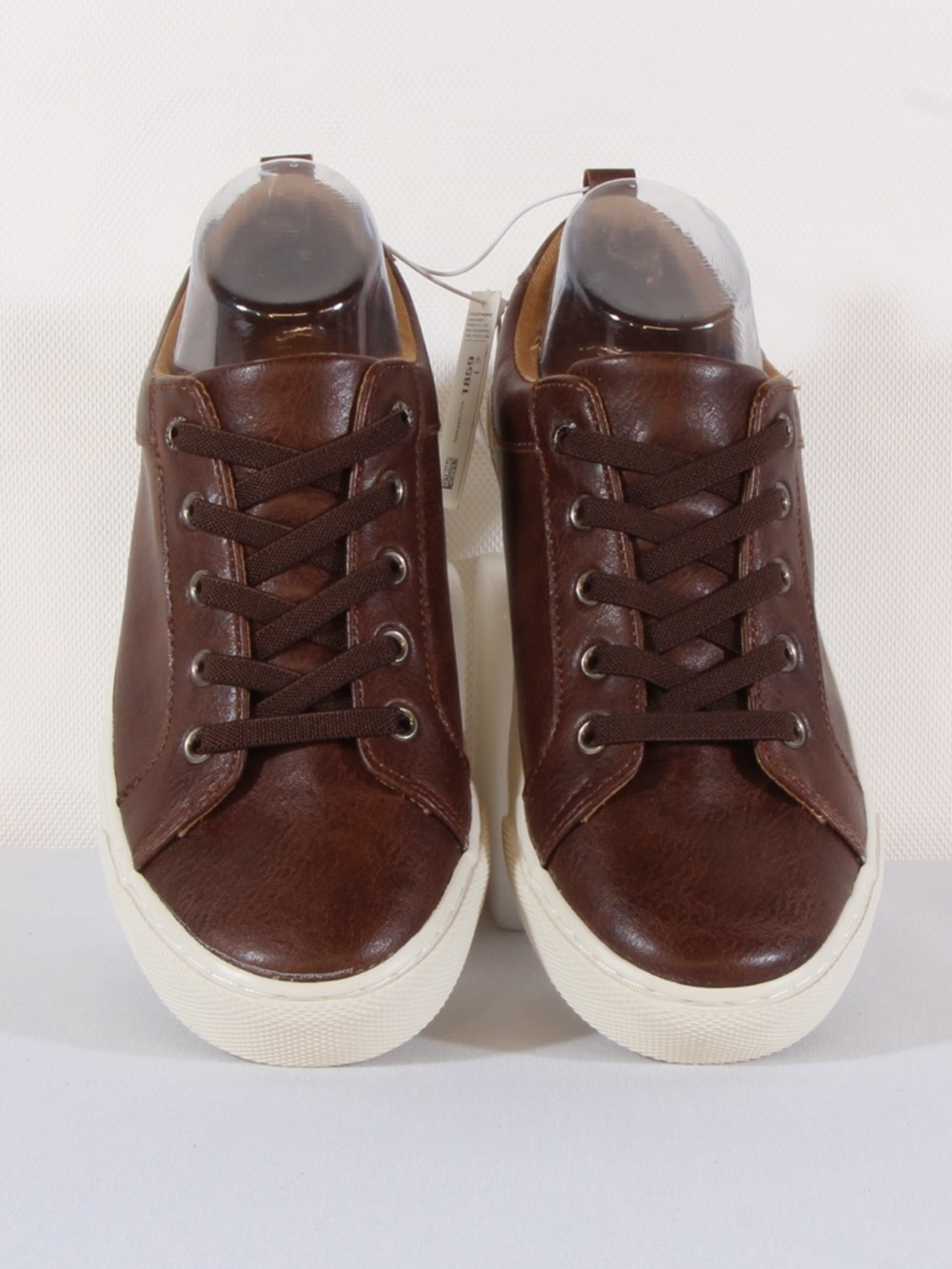 Old Navy Brown Gender-Neutral Elastic-Lace Faux-Leather Sneakers NWT